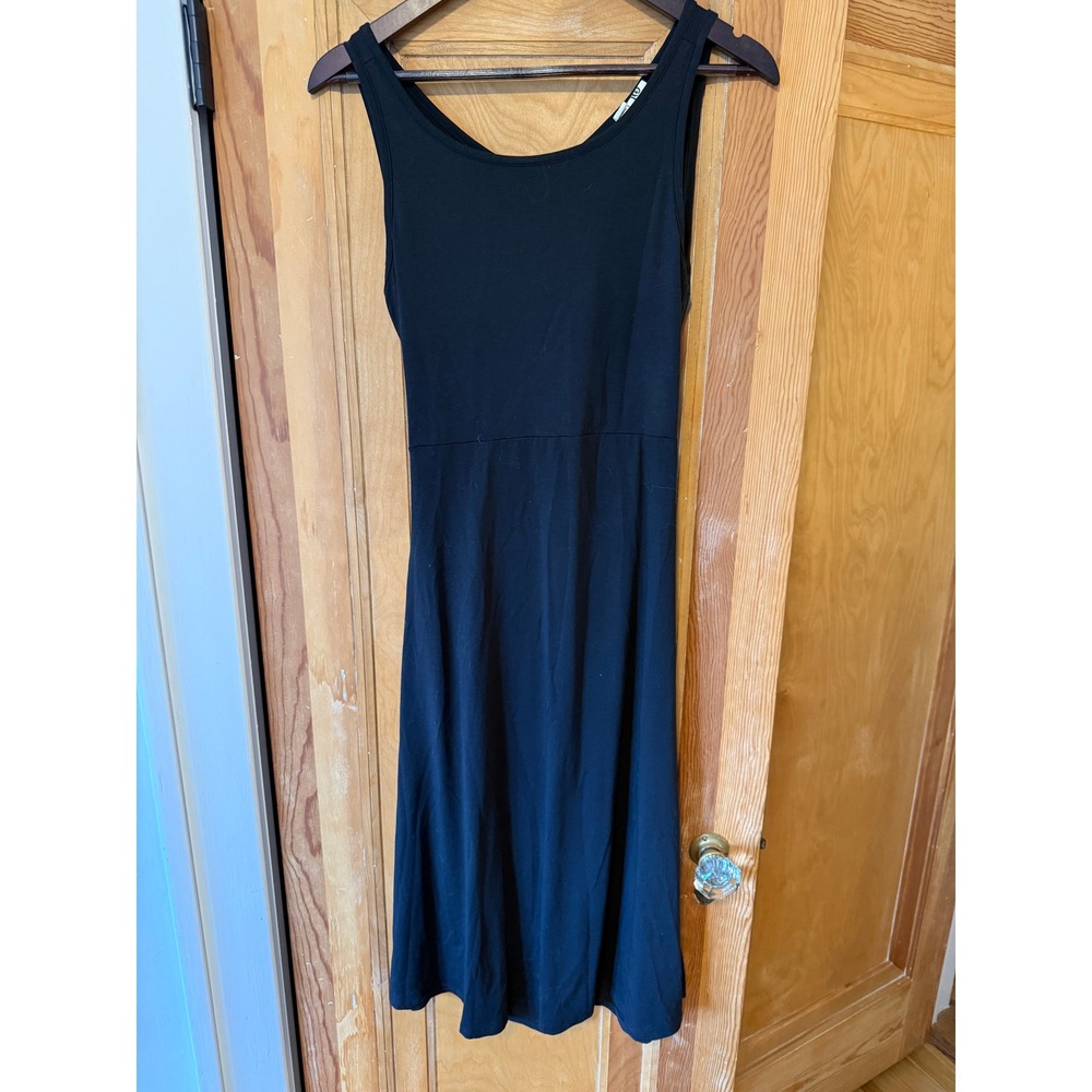 Tentree Women Black Organic Cotton Modal Open Back Cutout Midi Tank Dress M